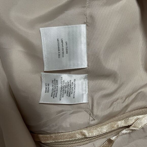 Ak Anne Klein Skirt Womens 16W Beige Linen Lined A Line Side Zip - Picture 7 of 9